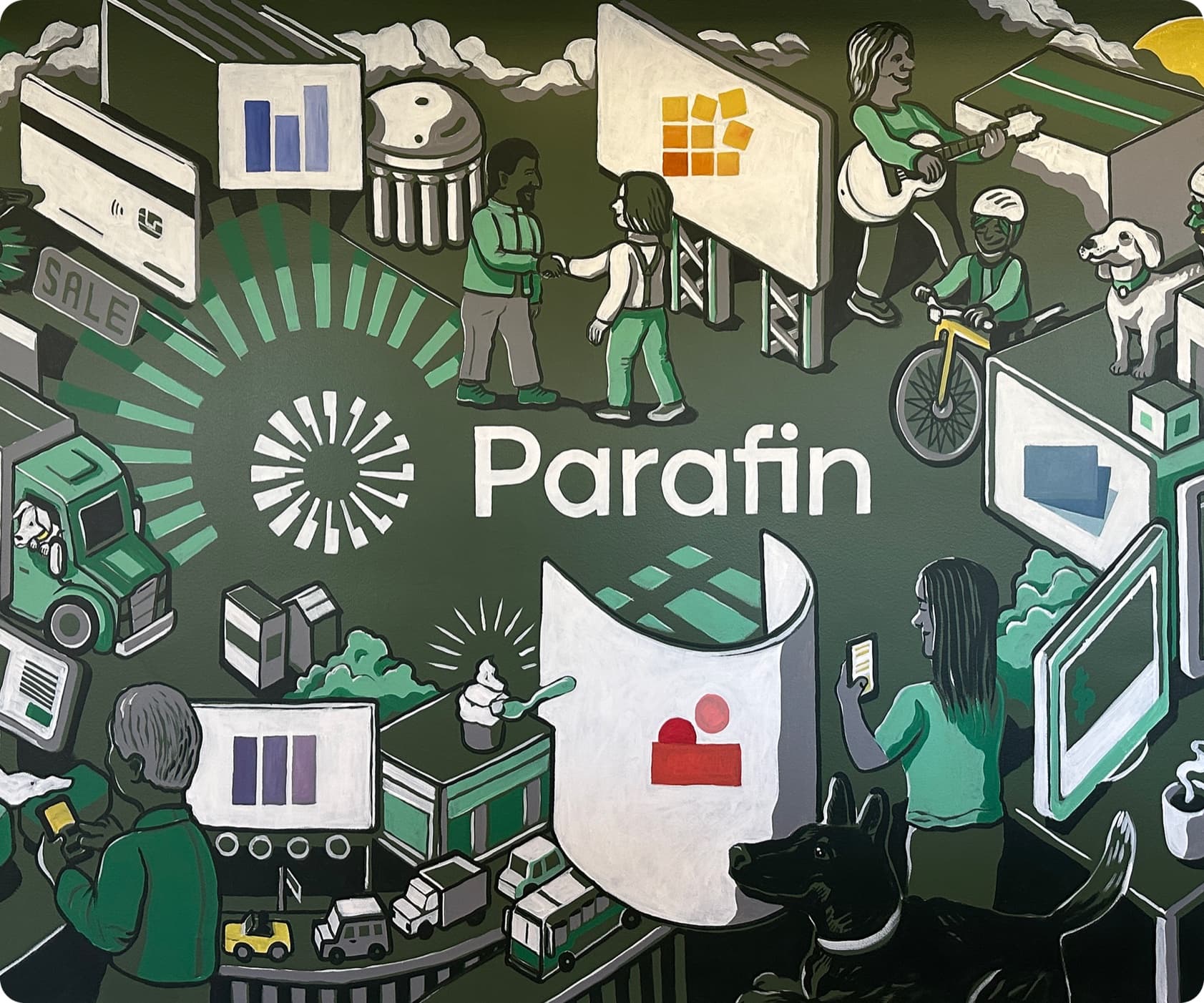 Parafin mural in the office